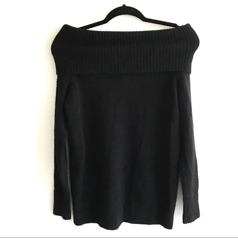 Aritzia Faretta Cowl Neck Off Shoulder Wool Alpaca Sweater Black XXS - Picture 4 of 9